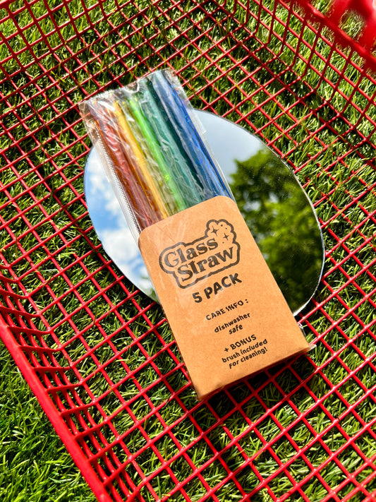 5 Pack Wide Glass Drinking Straws (8in Regular Set)