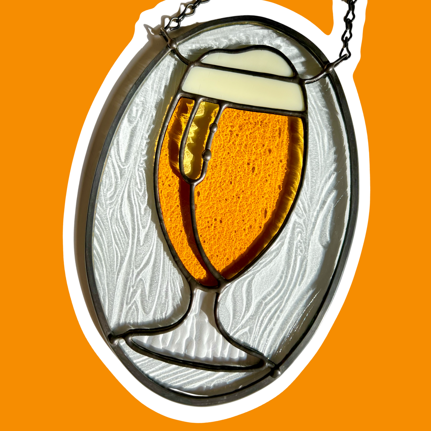 Stained Glass Beer Panel ~ 6" x 9"