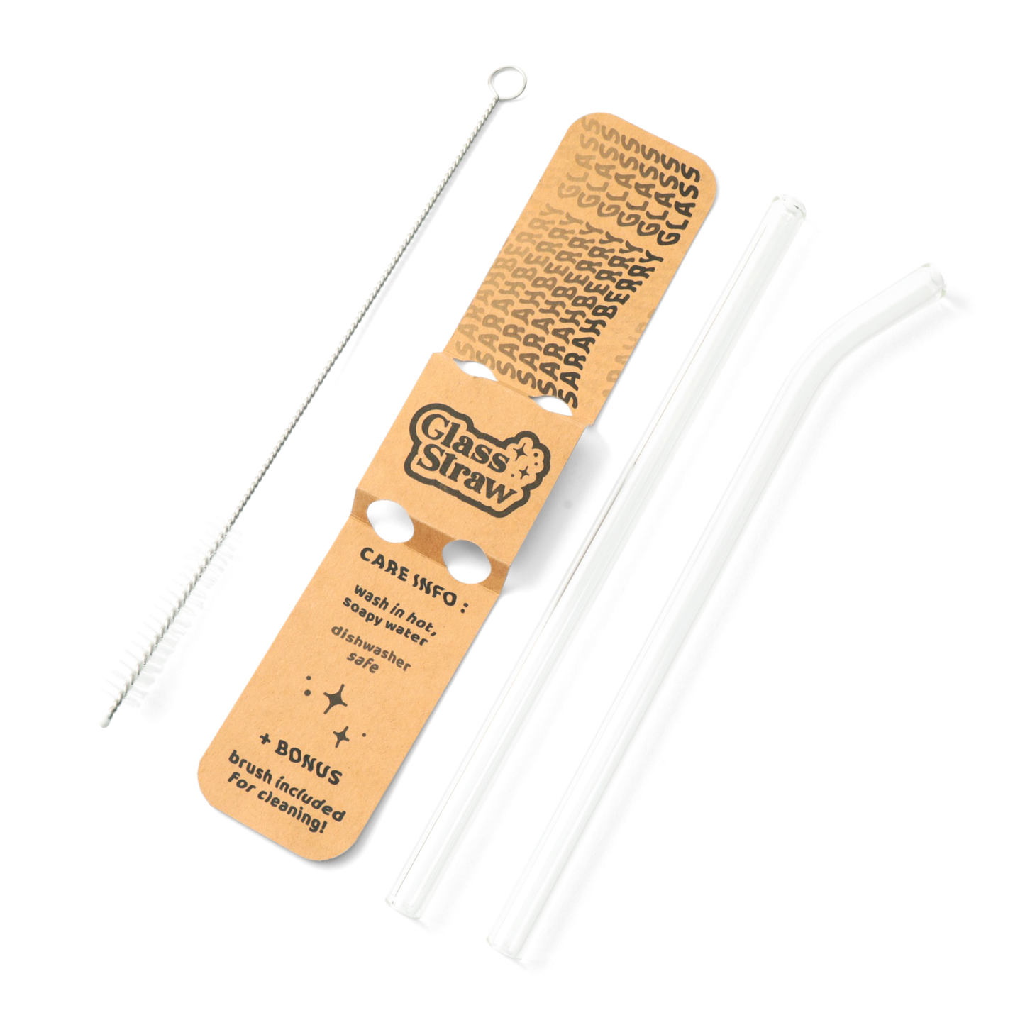 Slim Set of Glass Drinking Straws (2 Pack)