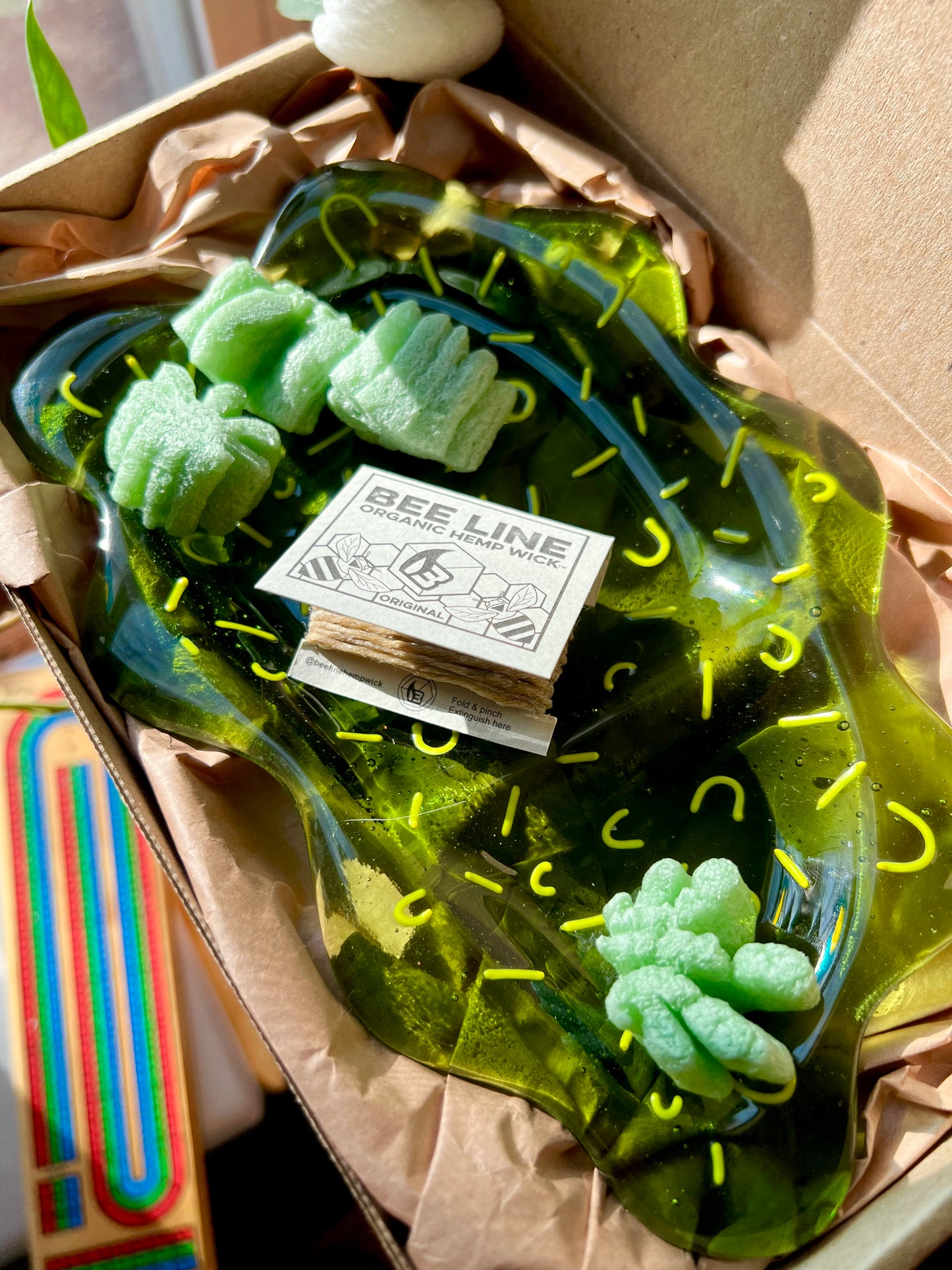 Fused Glass Rolling Tray 003 Wavy Green
