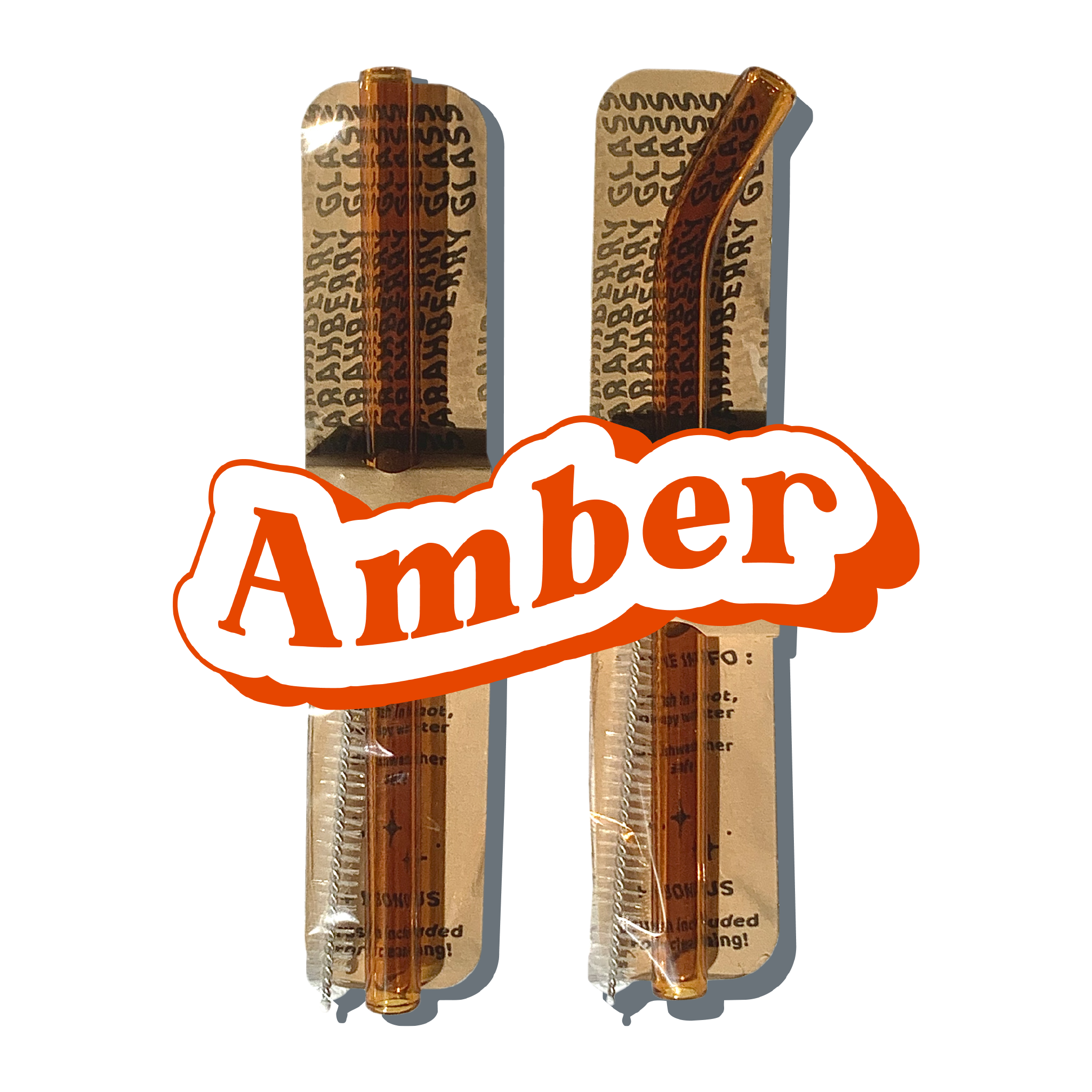 Straight Glass Straw Amber 14mm