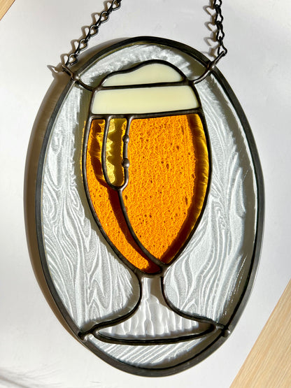 Stained Glass Beer Panel ~ 6" x 9"