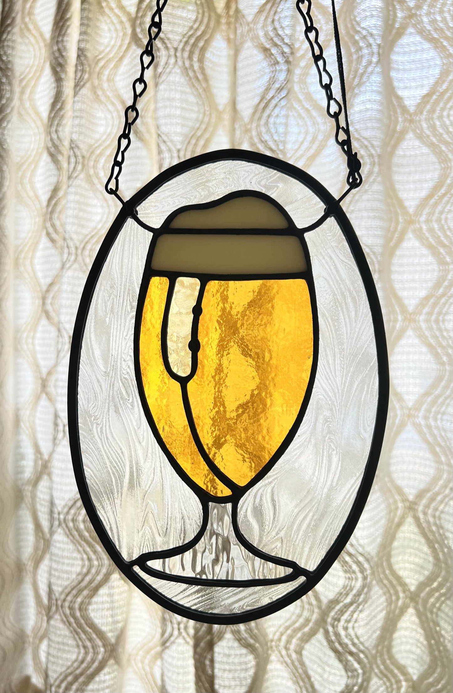 Stained Glass Beer Panel ~ 6" x 9"