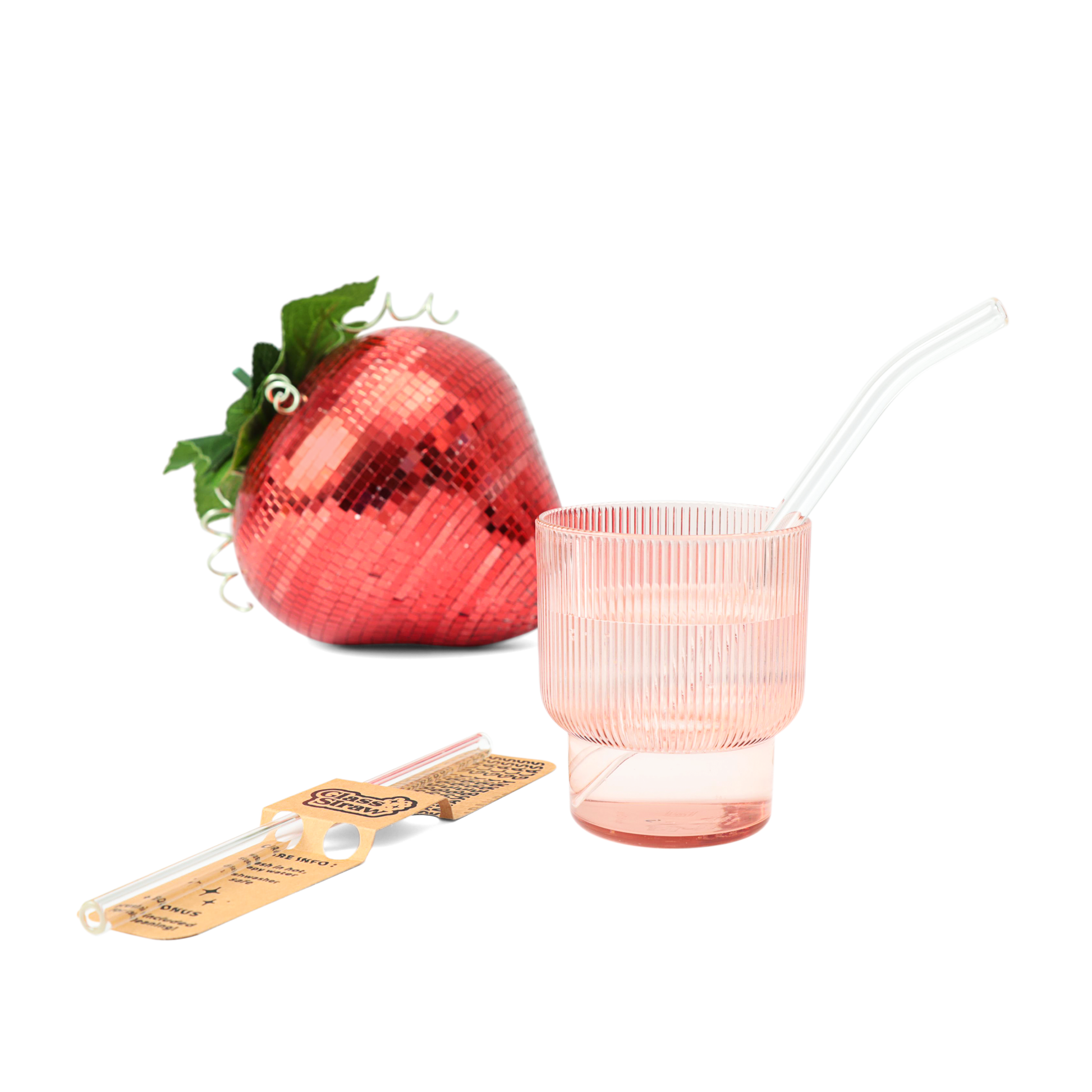 1PC Transparent Glass Drinking Straws Cute Fruit Strawberry Glass