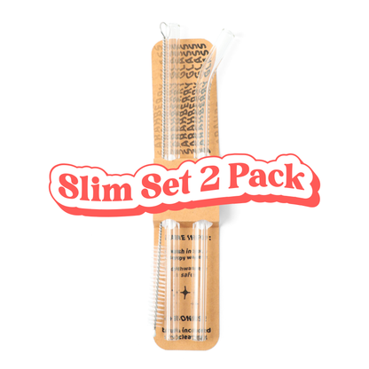 Slim Set of Glass Drinking Straws (2 Pack)