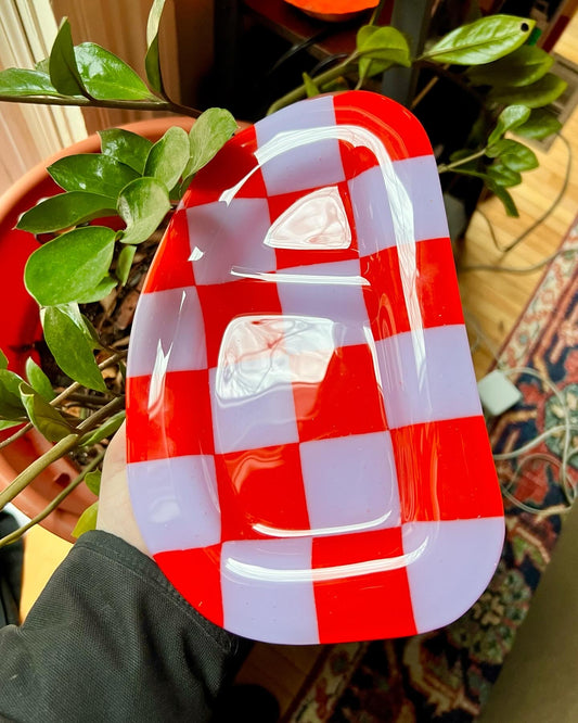 Fused Glass Rolling Tray 002 Red x Purple