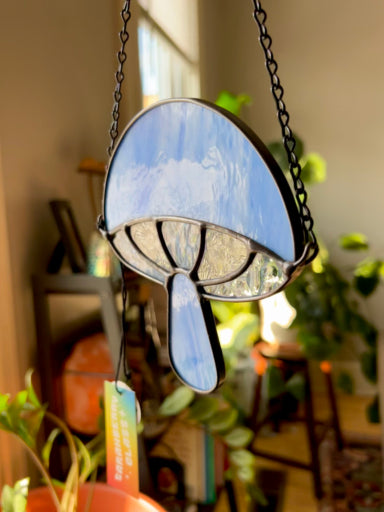 Mondo Stained Glass Mushroom ~ sky blues + clear *discounted*